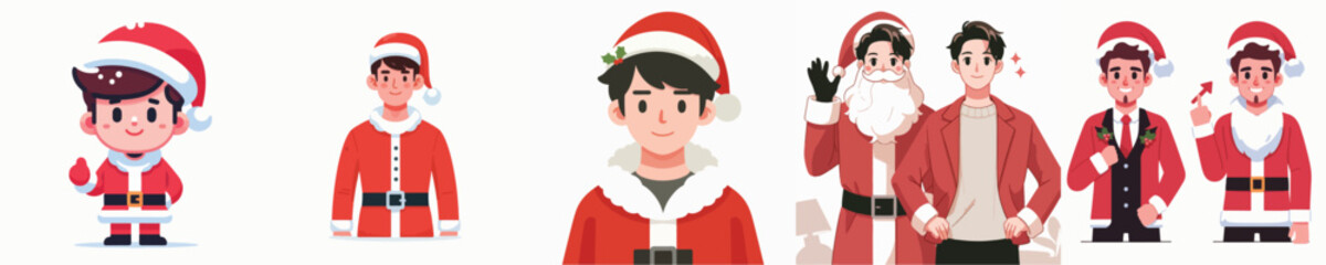 vector character wearing santa claus costume
