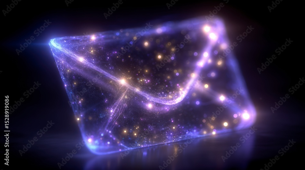 Poster glowing email icon abstract message digital communication futuristic envelope