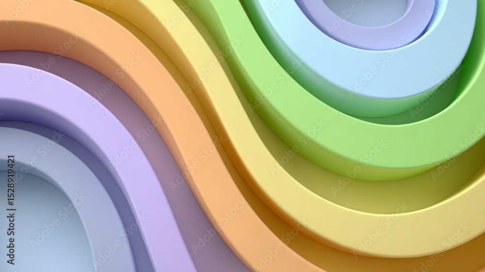 Poster abstract pastel waves colorful 3d render background design