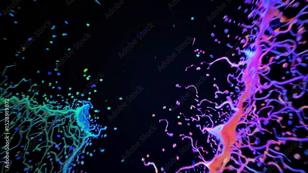 Canvas Prints colorful particle burst expanding on black background