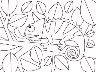 カメレオンの塗り絵