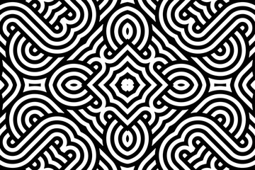 Geometric ethnic unique black white pattern. Template, stencil for laser cutting metal, wood carving, coloring, stained glass, logo. Ornaments, fresco, tiles of the East, Asia, India, Mexico, Aztec.