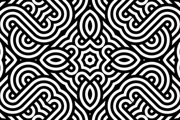 Geometric ethnic openwork black white pattern. Template, stencil for laser cutting of metal, wood carving, coloring, stained glass, logo. Ornaments, fresco, tiles of the East, Asia, India, Mexico.