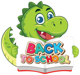Cheerful Dinosaur with Back to School Sign