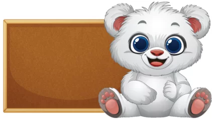 Fototapete Rund Cute Bear with Blank Chalkboard © GraphicsRF