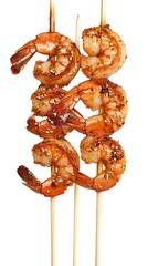 Skewered Shrimp on Skewers isolated on a white