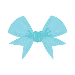 One vector element is a blue bow.Various hand-painted gift decorations on a white background. The silhouette of a satin gift bow