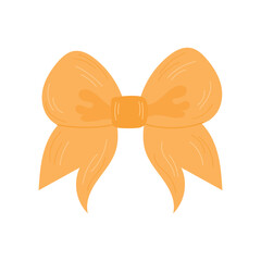 One vector element is a yellow bow.Various hand-painted gift decorations on a white background. Silhouette of a satin gift bow