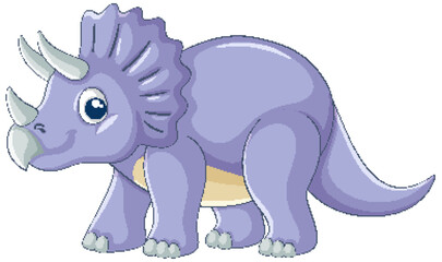 Cute Cartoon Triceratops Vector Illustration