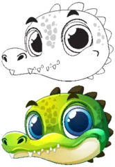 Fototapete Rund Adorable Baby Crocodile Illustration © GraphicsRF