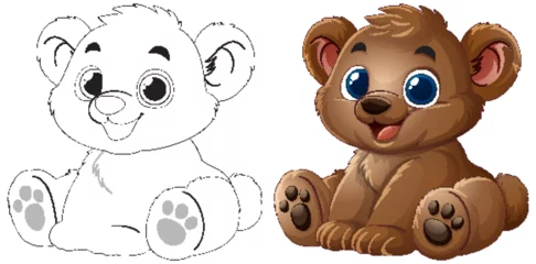 Fototapete Rund Adorable Baby Bear Illustration Duo © GraphicsRF