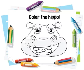 Fototapete Rund Colorful Hippo Doodle for Kids © GraphicsRF
