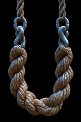 Illustration of a hanging rope loop, a knotted rope