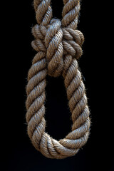Illustration of a hanging rope loop, a knotted rope