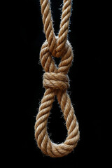 Illustration of a hanging rope loop, a knotted rope