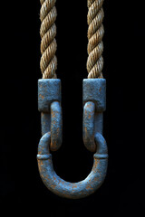 Illustration of a hanging rope loop, a knotted rope