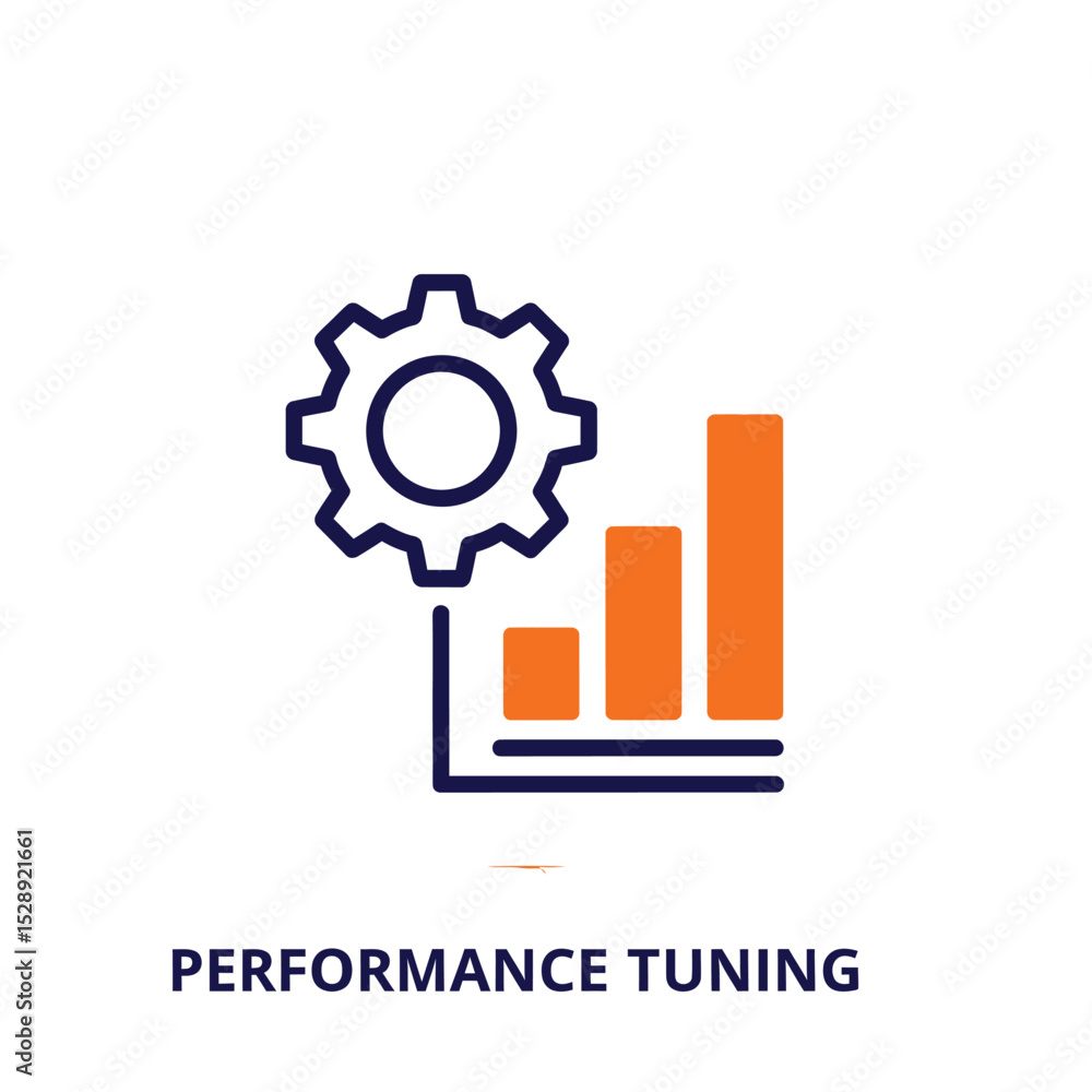 Poster performance tuning icon gear and increasing bar graph