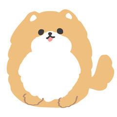 丸くてかわいいポメラニアンのイラスト