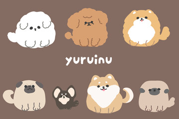 かわいい手書きの犬のイラストセット