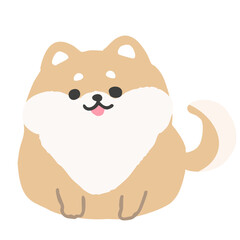 丸くてかわいい柴犬の全身イラスト