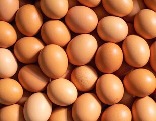 Heap of Brown Eggs top view of eggs 