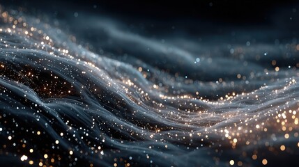 White glowing particles and star dust on transparent background