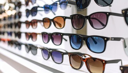 Stylish Sunglasses Display A Showcase of Trendy Eyeglass Frames and Lenses