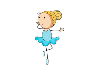 Cute cartoon ballerina girl dancing