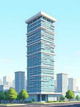 Modern City Office Building Illustration Skyscraper Design Architecture