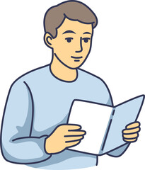 Illustration of a person reading a booklet, symbolizing informed and engaged patients.