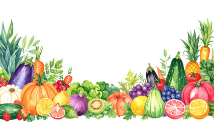 A vibrant assortment of fresh fruits and vegetables arranged beautifully.