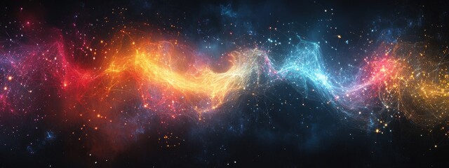 Obraz premium Abstract Cosmic Nebula Glowing Energy Lines Digital Art Space Background