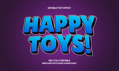 happy toys editable text effect with a play and kids text style
