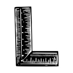 A vintage style illustration representing a square ruler