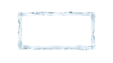 Photo of rectangular frame made of ice, with jagged edges isolated on transparent background.png