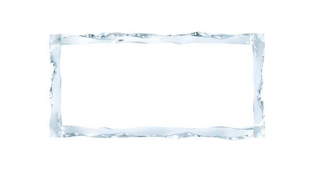 Photo of rectangular frame made of ice, with jagged edges isolated on transparent background.png