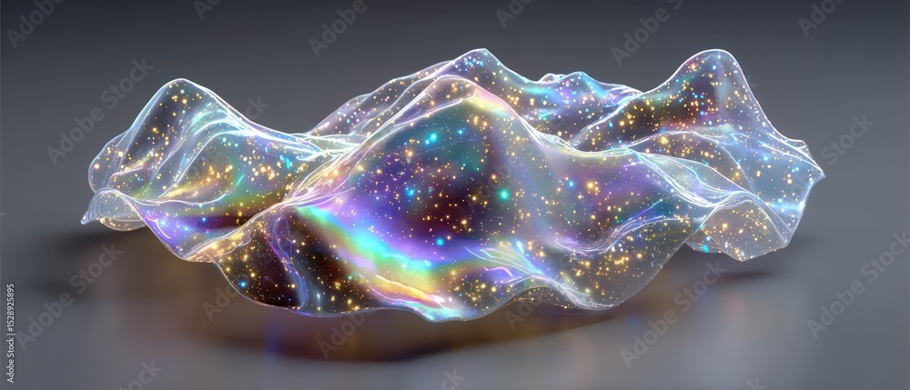 Poster iridescent galaxy nebula abstract 3d render colorful fluid sparkling texture backgr