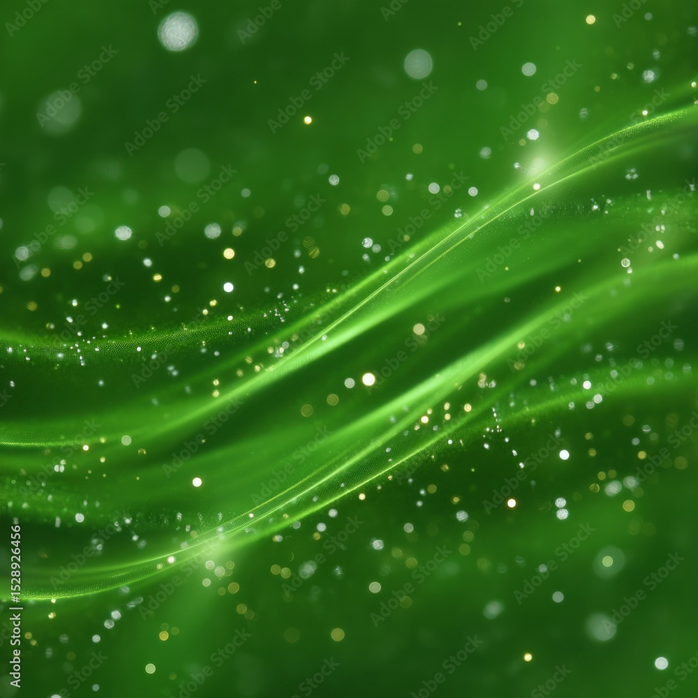 Poster abstract green background shimmering waves sparkling lights soft texture