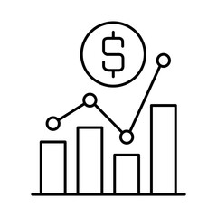 Stock Market Line Icon. Investment, Finance, Economy, Portfolio, Strategy, Money, Investor, Currency, Retirement, Wealth Icons. Editable Stroke Vector Illustration