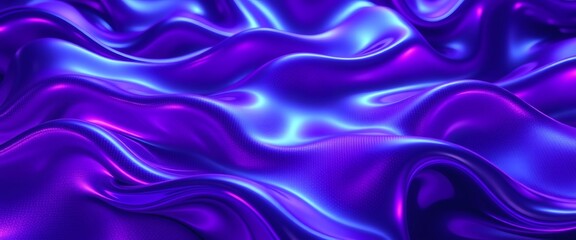 Obraz premium Abstract 3D Plastic Waves Background with Purple and Blue Textures and Shiny Light Reflections