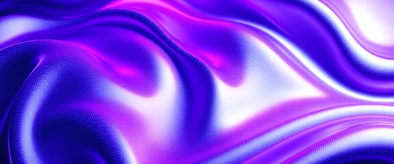 Fototapeta premium Abstract 3D Plastic Waves Background with Purple and Blue Textures and Shiny Light Reflections