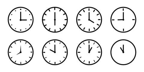 Vector illustration of Clock icon set isolated on transparent background