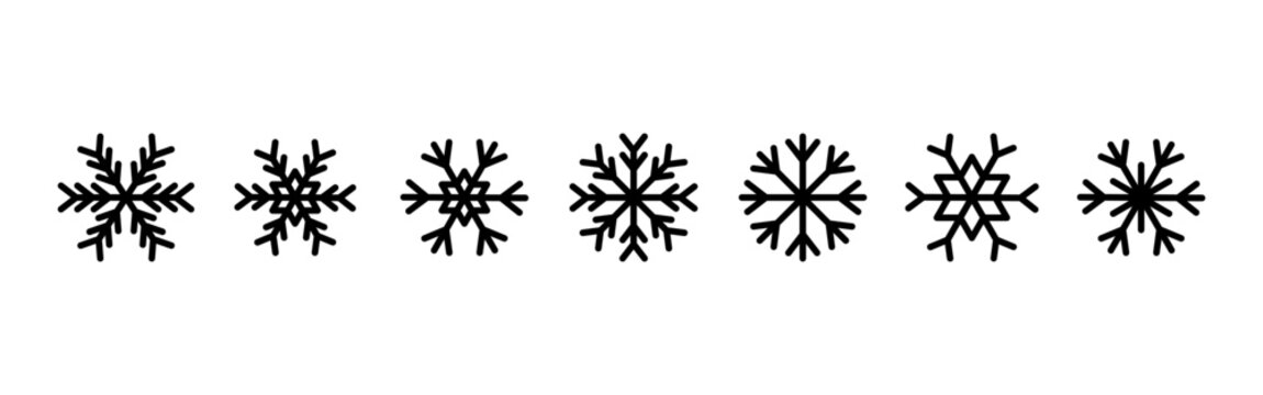 Vector illustration of snowflakes icon set on transparent background