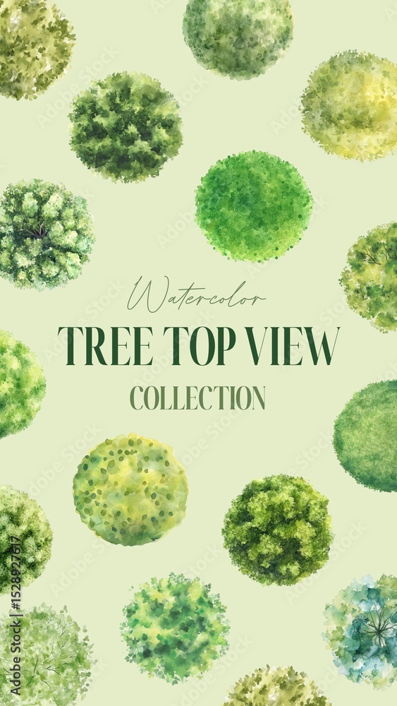 Poster tree top view design element set