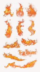Fire flame effect isolated image set