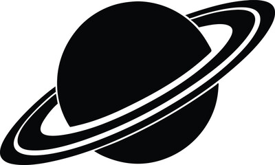  planet Saturn with planetary ring icon © Silhouette Vector