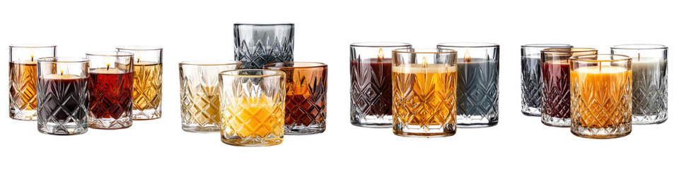 Elegant whiskey and wine glasses on a table