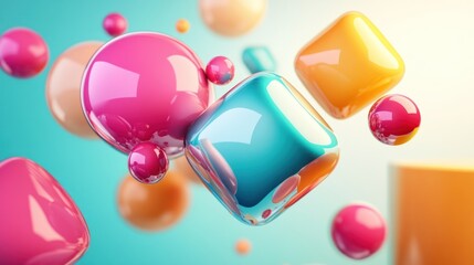 Colorful Abstract Forms: Dynamic Composition of Spheres and Rounded Cubes