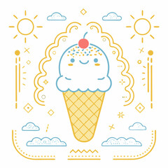Delicious set of vector ice cream cones, perfect for a sweet summer dessert illustration