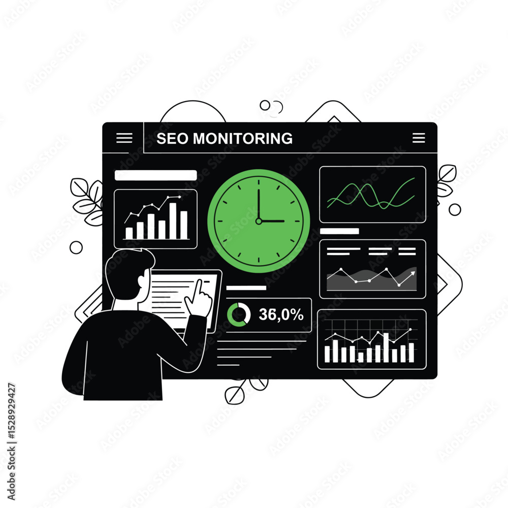 Poster seo monitoring dashboard analytics website data tracking